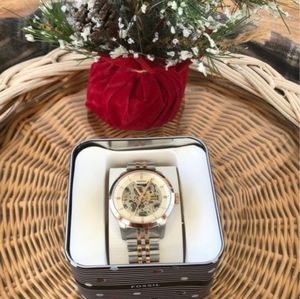 Mens Time-In-Motion Automatic Fossil Watch with Open Gear Face